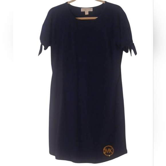 Michael Kors - Red Or Navy Blue, Shift Dress, Short Sleeve, Round Neck, Logo - Picture 3 of 11